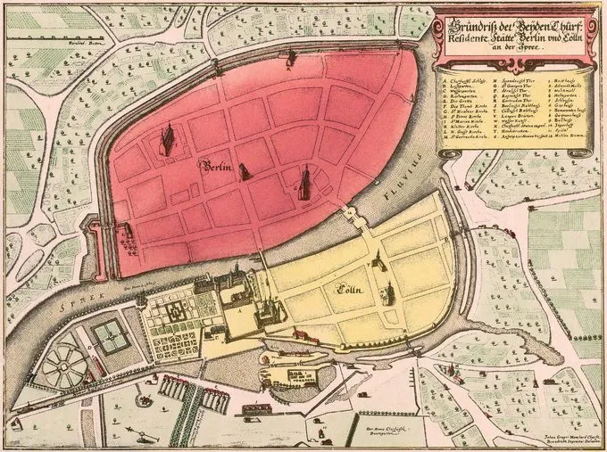 Berlin w 1652, mapa