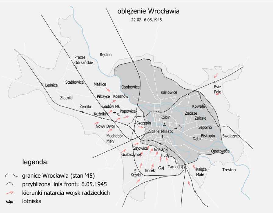 Linia frontu w końcu oblężenia Wrocławia