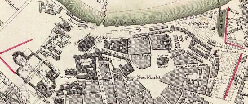 plan centrum Drezna z 1833