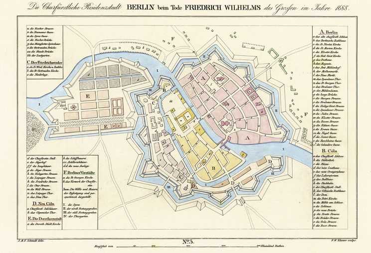 Berlin w 1688, mapa